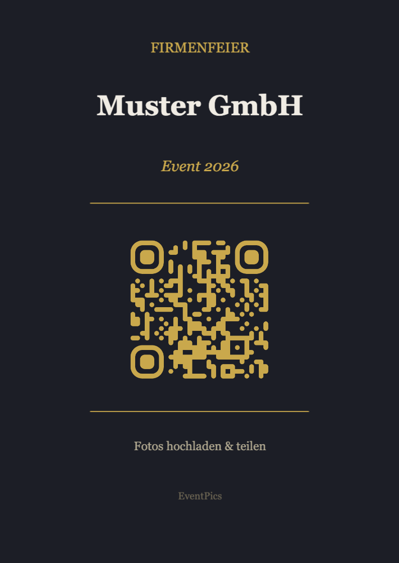 Firmenfeier QR-Code Aufsteller Vorlage – Modern A6 Hochformat