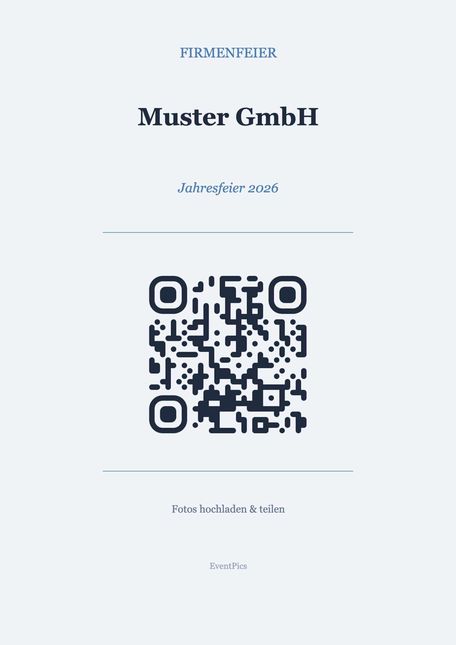 Firmenfeier QR-Code Aufsteller Vorlage – Professional A4 Hochformat