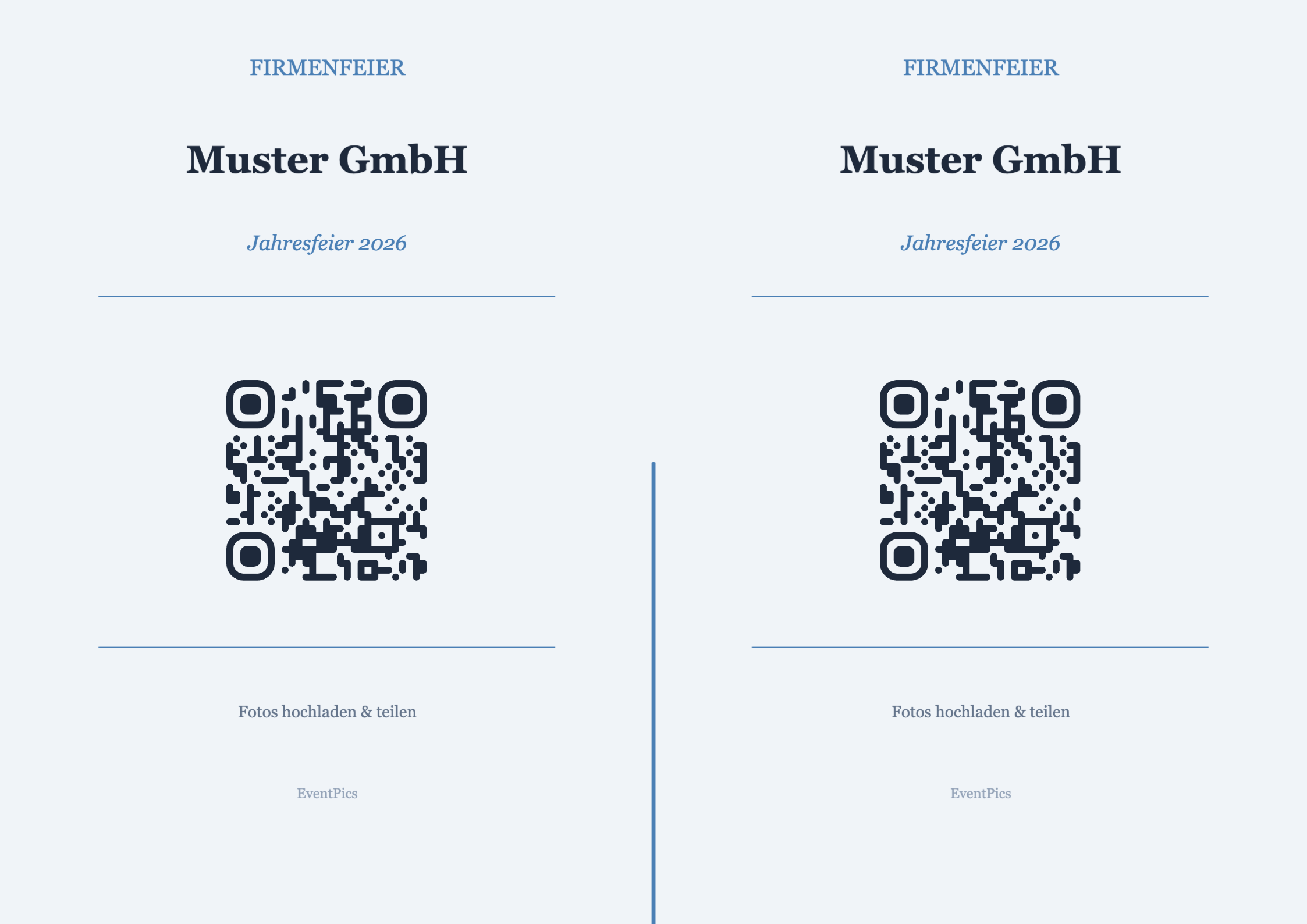 Firmenfeier QR-Code Aufsteller Vorlage – Professional A4 Querformat