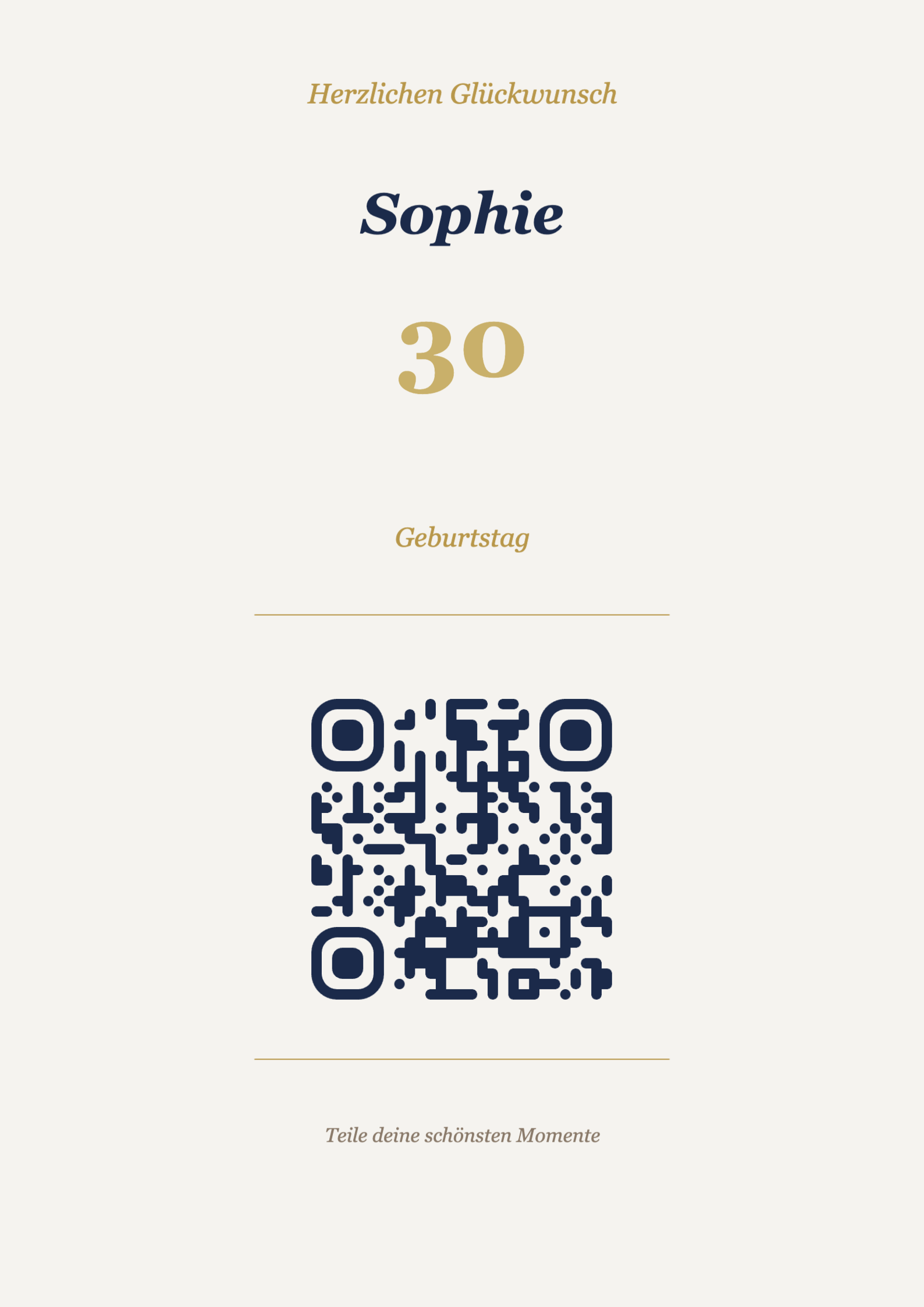 Geburtstag QR-Code Aufsteller Vorlage – Elegant A4 Hochformat