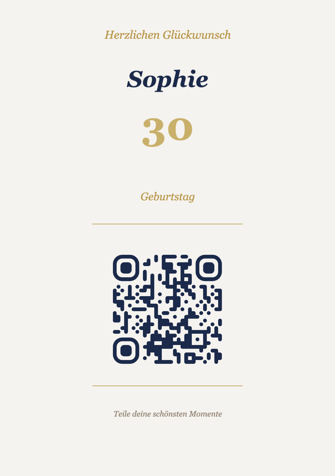 Geburtstag QR-Code Aufsteller Vorlage – Elegant A5 Hochformat