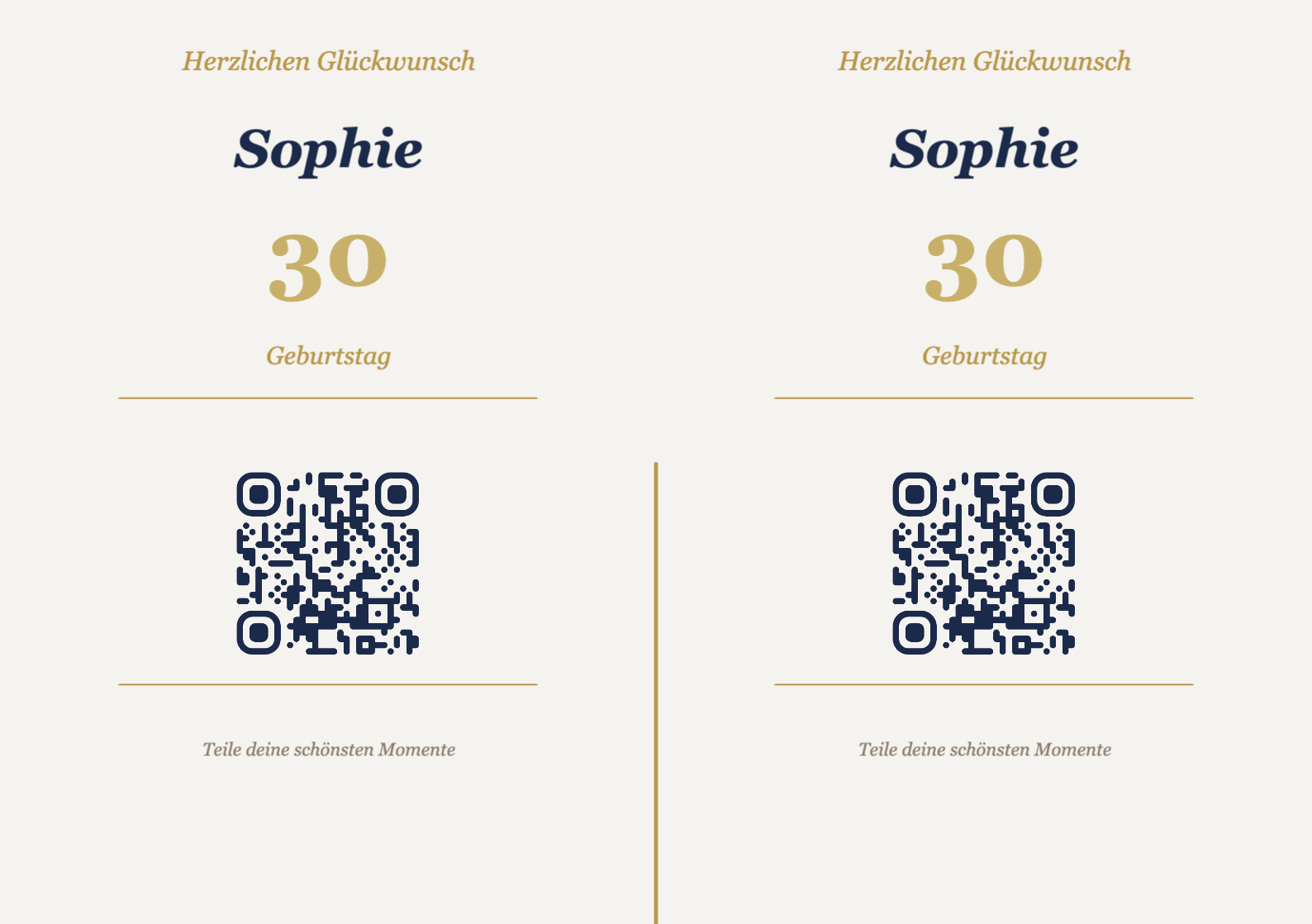 Geburtstag QR-Code Aufsteller Vorlage – Elegant A5 Querformat