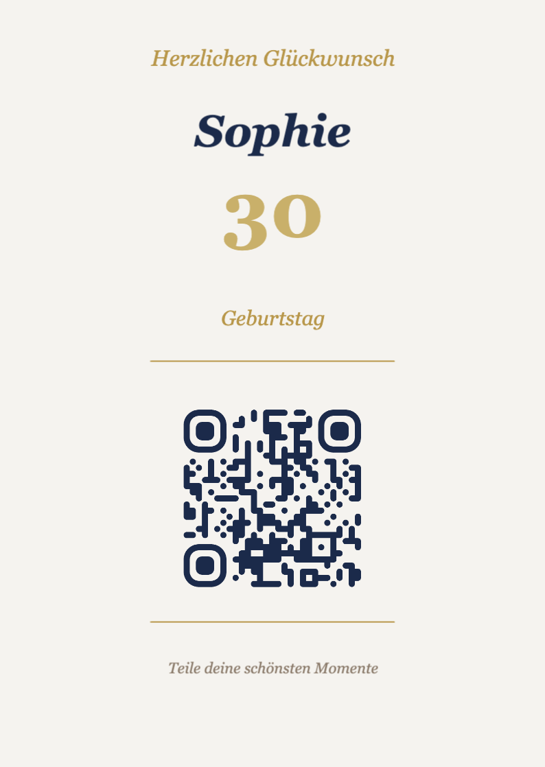 Geburtstag QR-Code Aufsteller Vorlage – Elegant A6 Hochformat