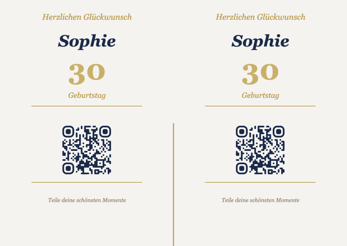 Geburtstag QR-Code Aufsteller Vorlage – Elegant A6 Querformat