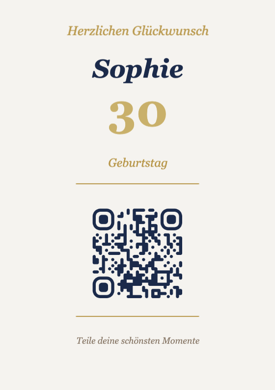 Geburtstag QR-Code Aufsteller Vorlage – Elegant A7 Hochformat