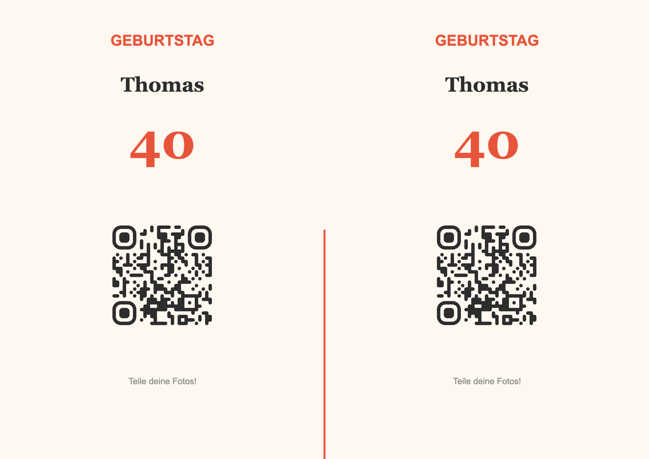 Geburtstag QR-Code Aufsteller Vorlage – Festlich A4 Querformat