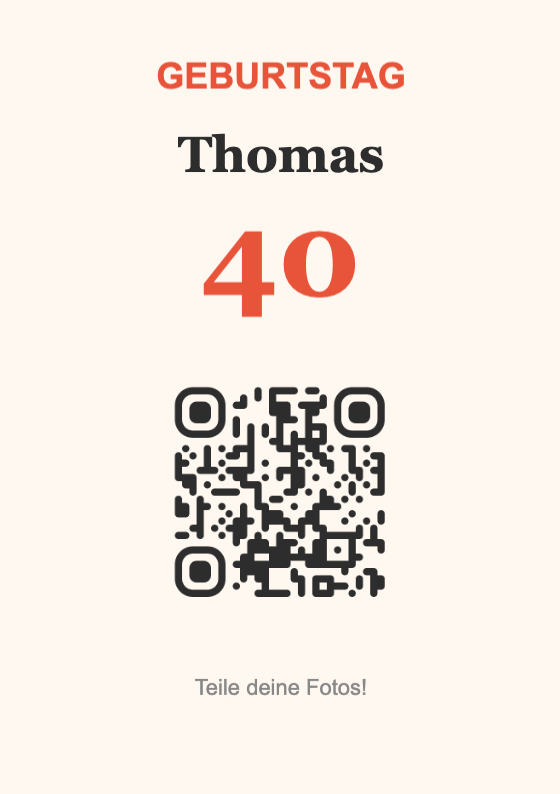 Geburtstag QR-Code Aufsteller Vorlage – Festlich A7 Hochformat