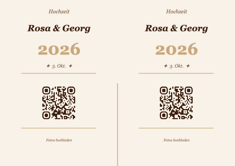 Hochzeit QR-Code Tischkarte Vorlage – Vintage A7 Querformat