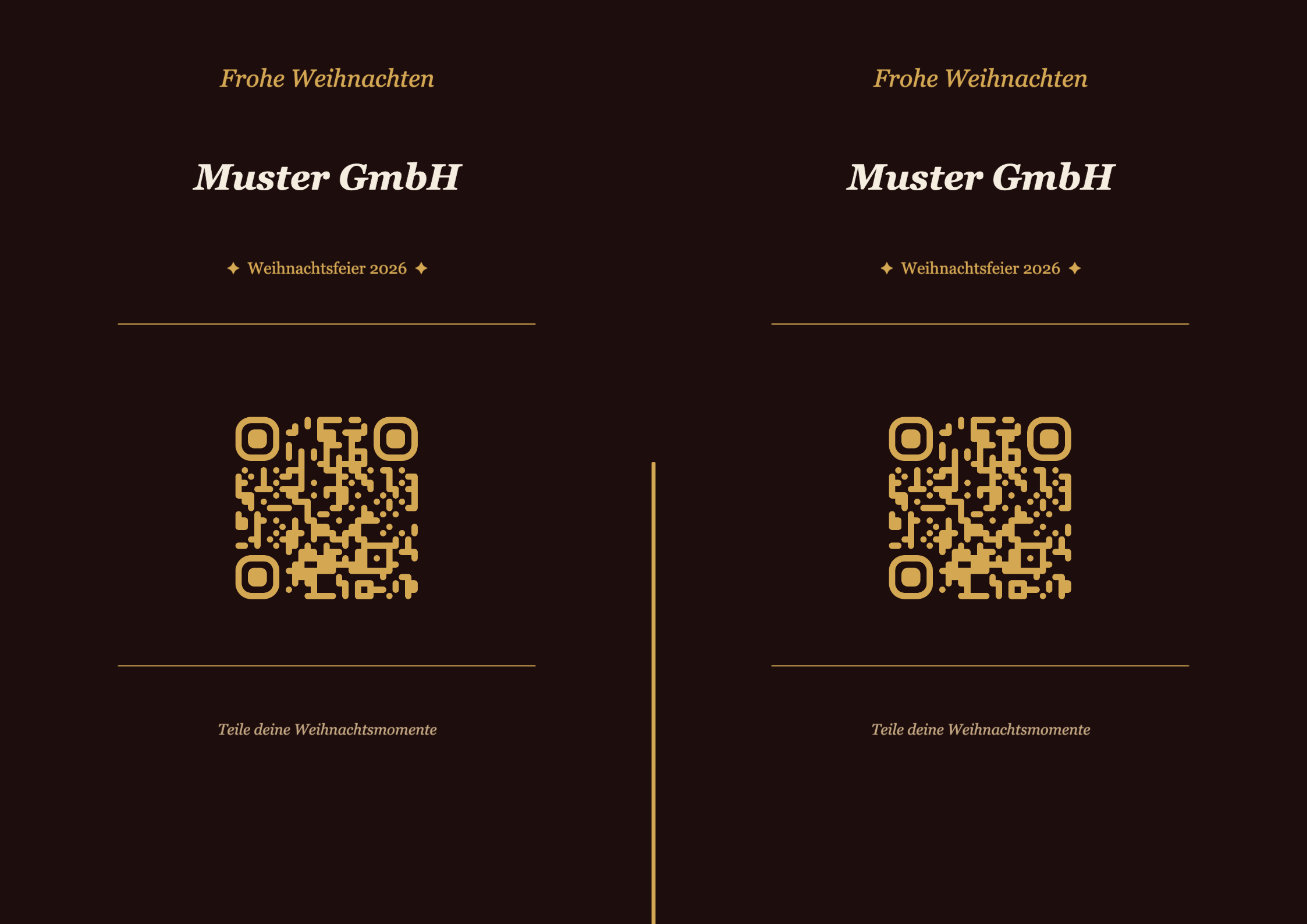 Weihnachten QR-Code Tischkarte Vorlage – Elegant A4 Querformat