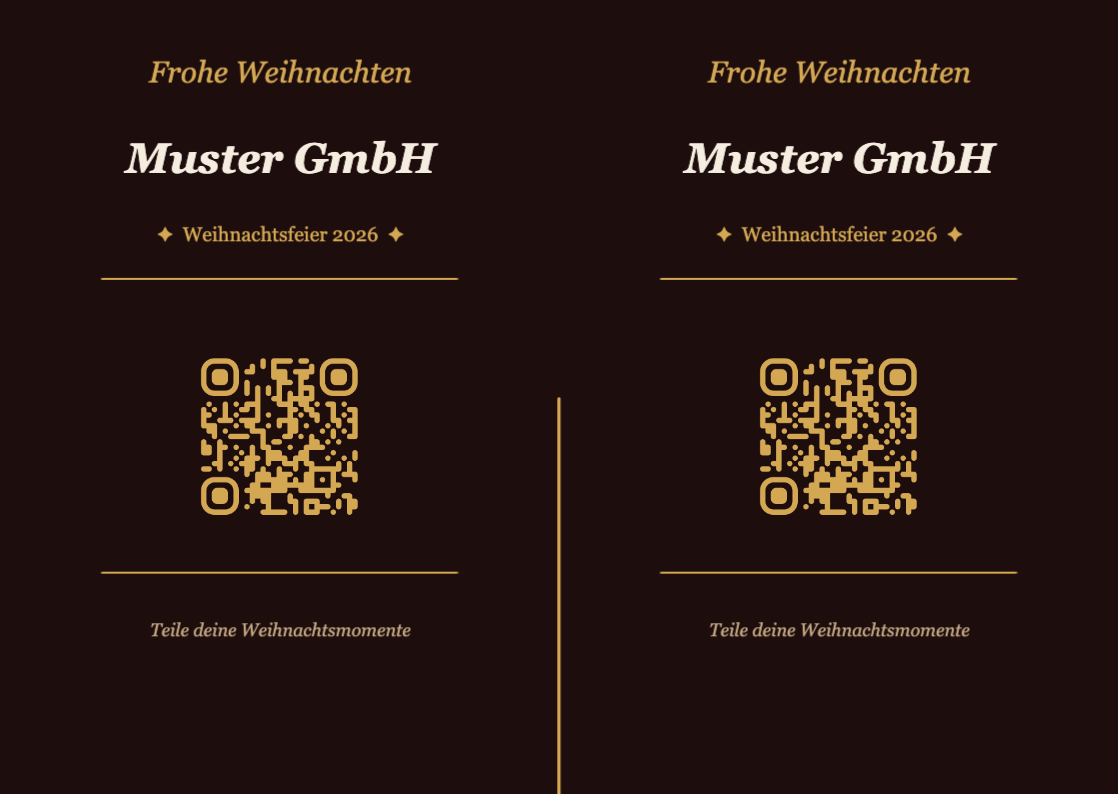 Weihnachten QR-Code Tischkarte Vorlage – Elegant A6 Querformat