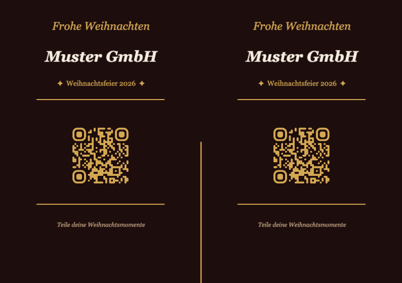 Weihnachten QR-Code Tischkarte Vorlage – Elegant A7 Querformat