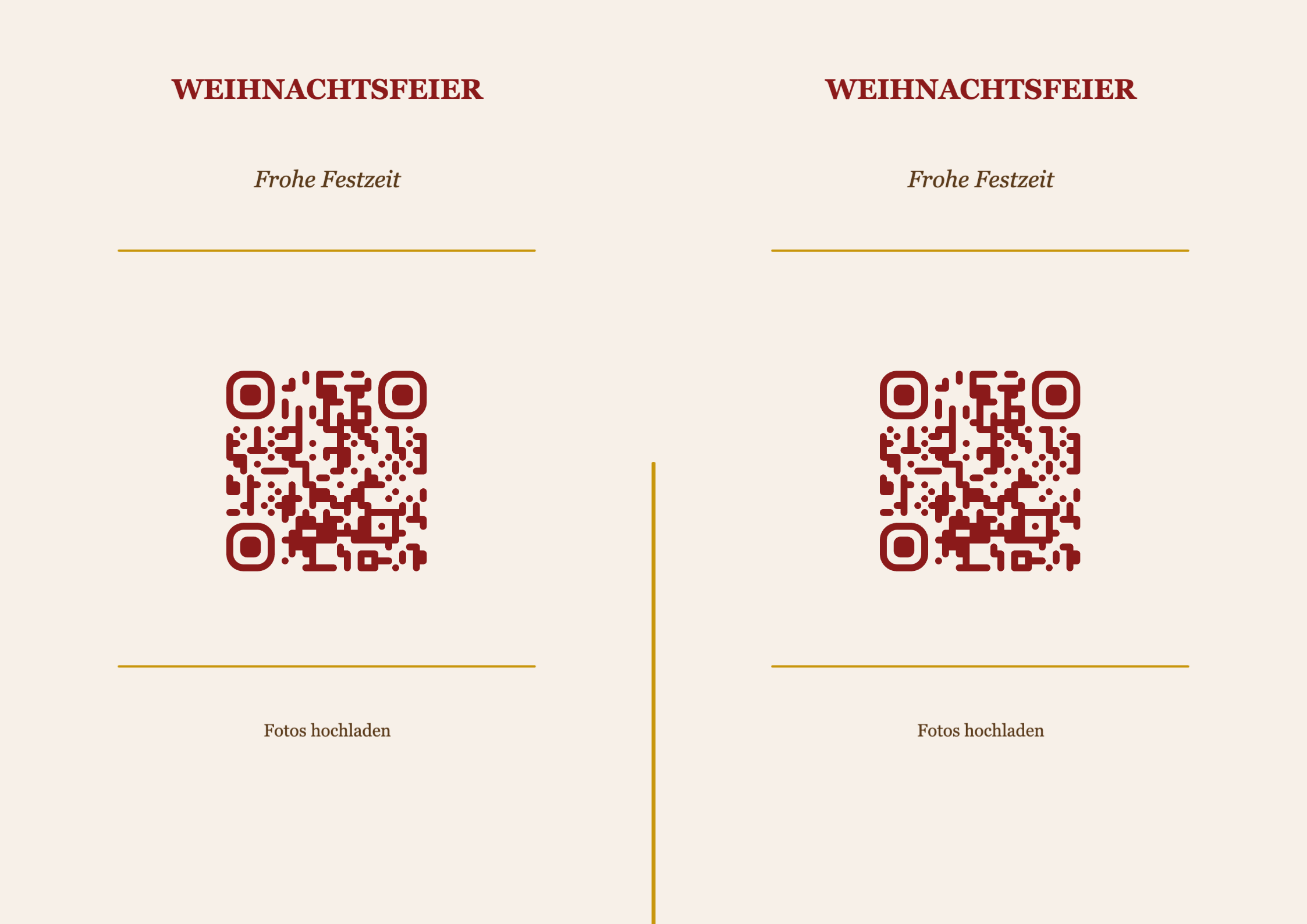 Weihnachten QR-Code Tischkarte Vorlage – Klassisch A4 Querformat