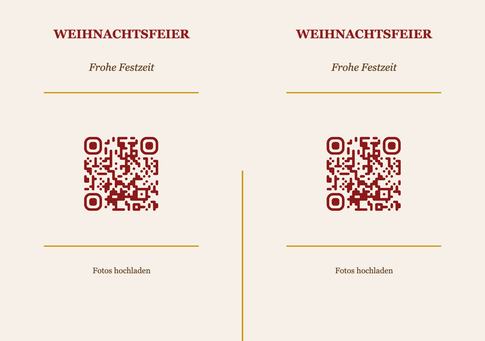 Weihnachten QR-Code Tischkarte Vorlage – Klassisch A5 Querformat