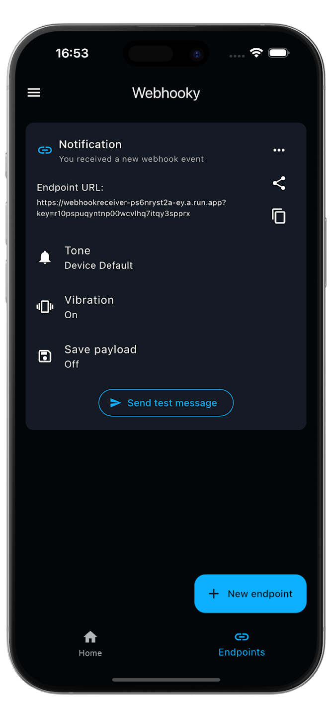 Webhooky Screenshot