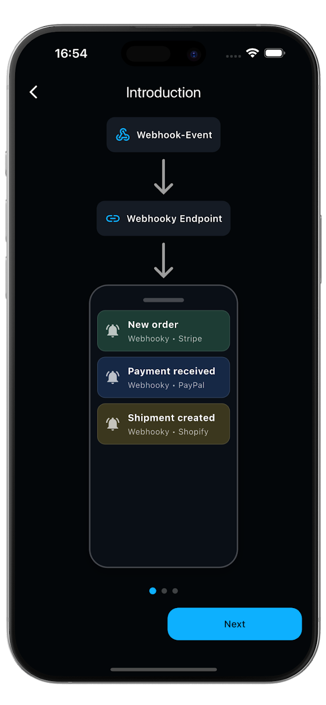 Webhooky Screenshot