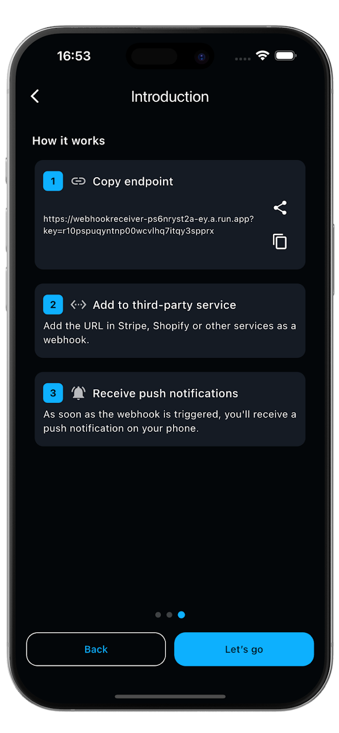 Webhooky Screenshot